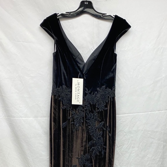 Montage by MonCheri velvet sleeveless long gown with shawl - Picture 8 of 10